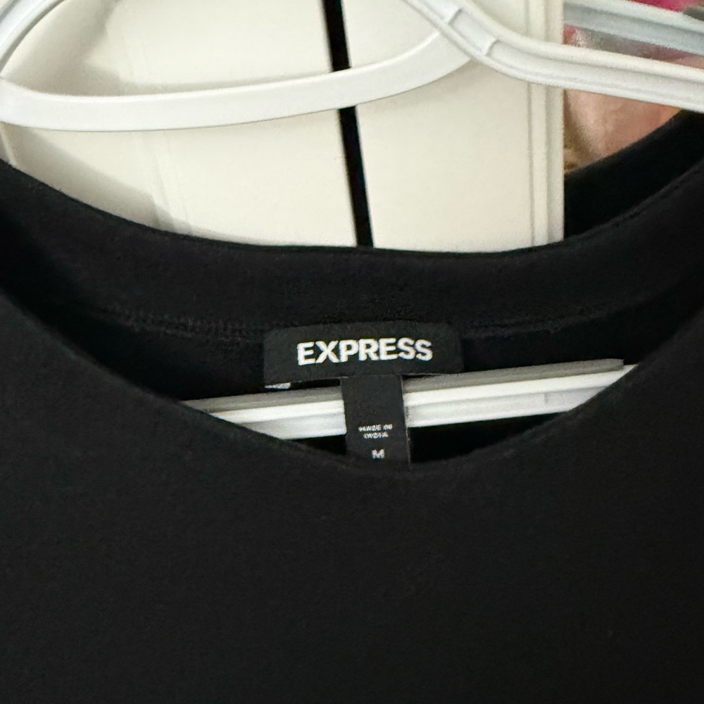 Express Elegant Black Tulle Sleeve Blouse - Picture 3 of 4